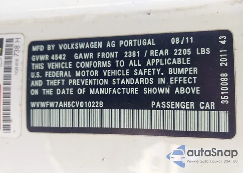 2012 Volkswagen Eos Lux/Executive from USA, damaged, VIN WVWFW7AH5CV010228